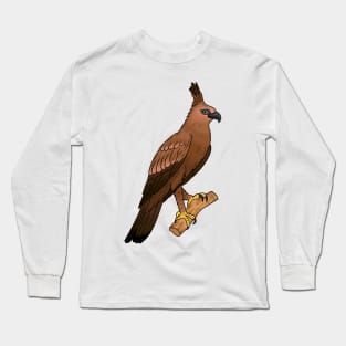 Javan hawk eagle bird cartoon illustration Long Sleeve T-Shirt